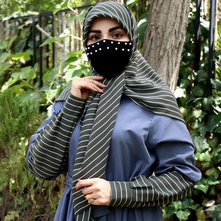 روسری کرپ مجلسی مزون حجاب تبسم قواره دارهمراه با هدیه و